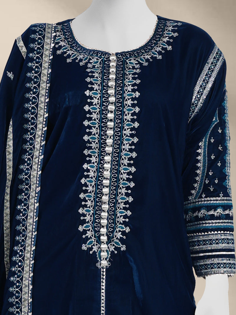 Luxury Velvet 3Pc Suit Stitched  | PJLXS-251063