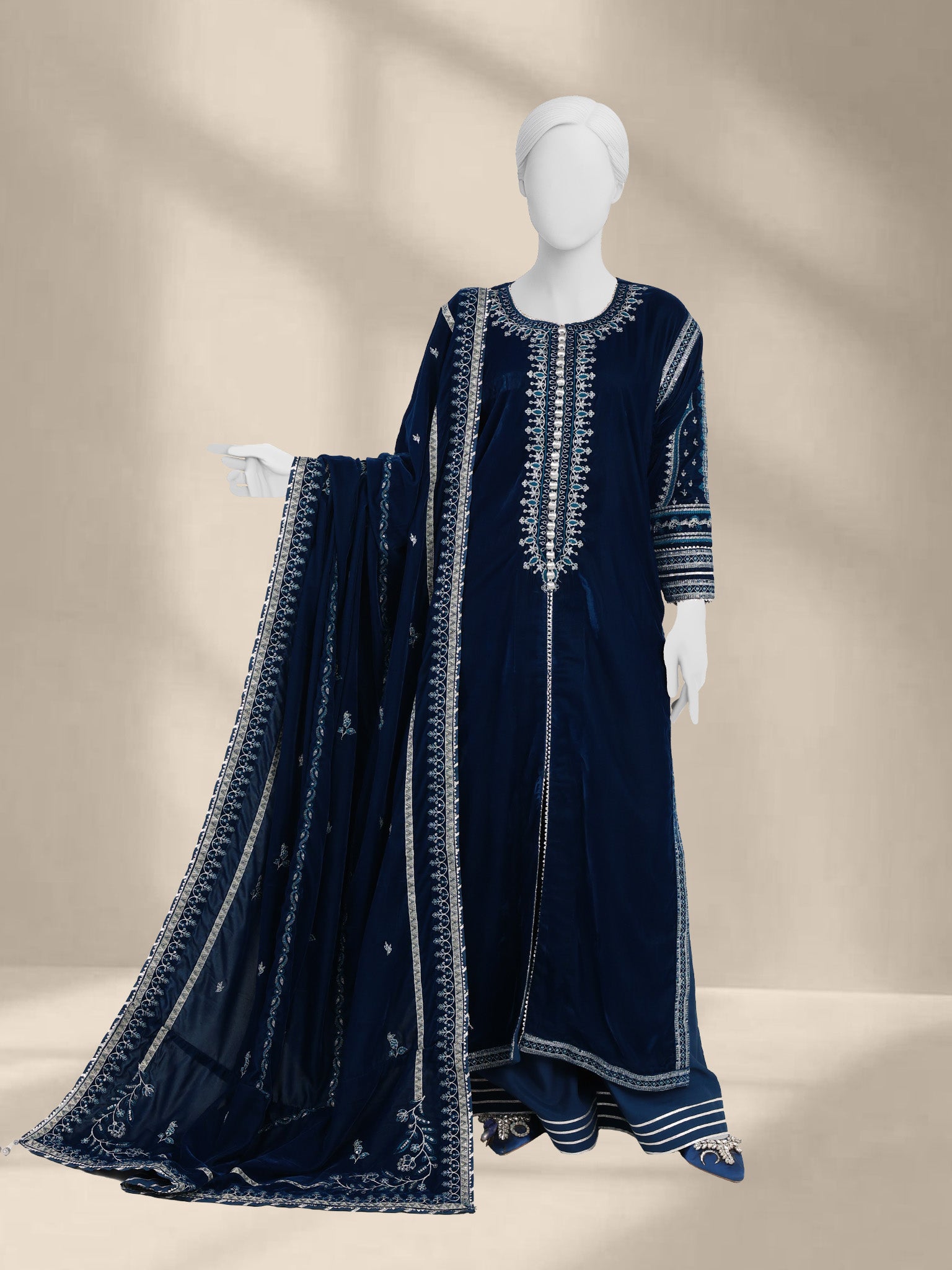 Luxury Velvet 3Pc Suit Stitched  | PJLXS-251063