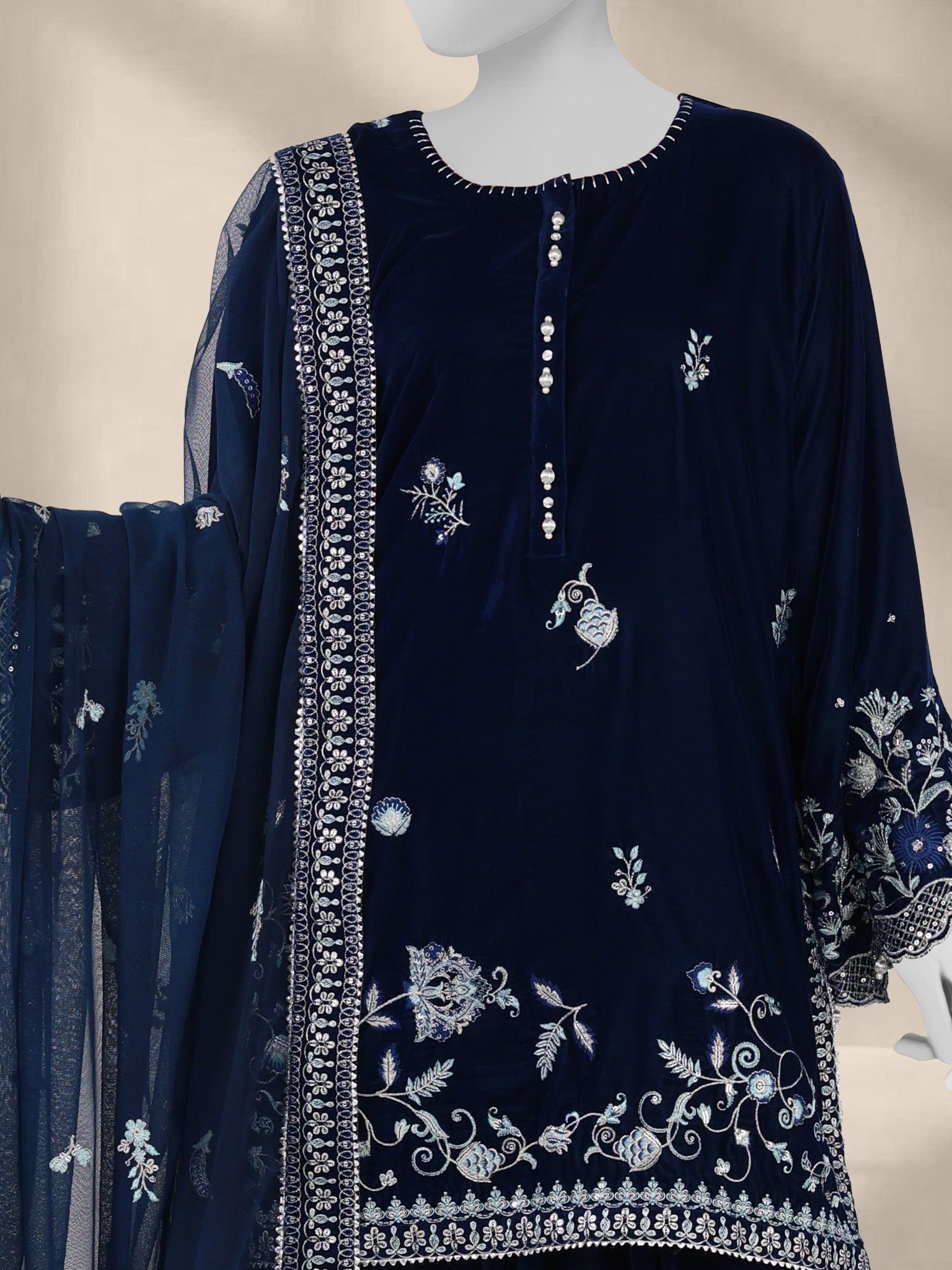 Luxury Velvet 3Pc Suit Stitched  | PJLXS-251065