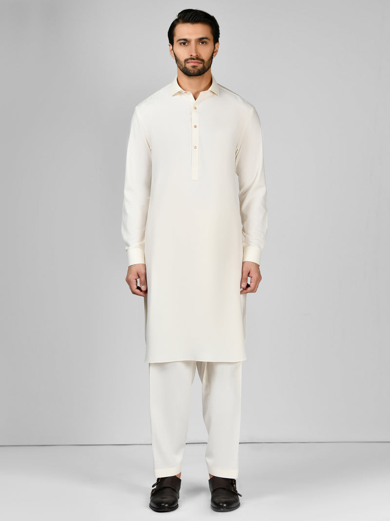 Cream Blended Kameez Shalwar | PMKS-10019