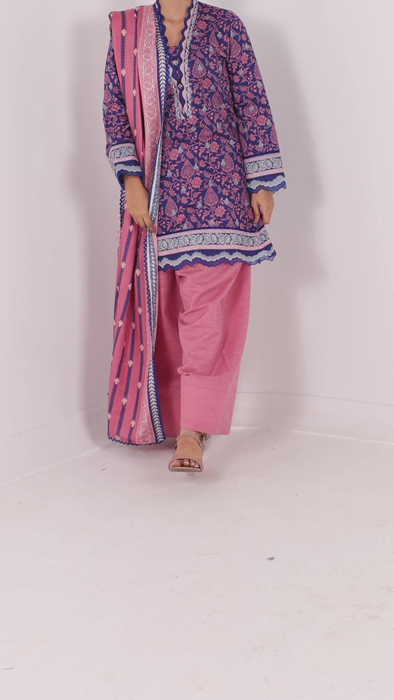Printed Khaddar 3Pc Unstitched Suit | PJBKU251145B