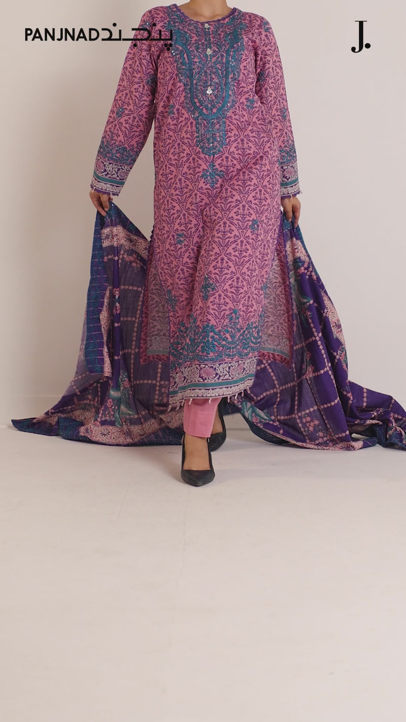 Embroidered Chikankari Khaddar 3Pc Unstitched Suit  | PJBCKU251165B