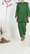 2Pc Stitched Imported Cotton Embroidered Suit | PJ-AZW-12