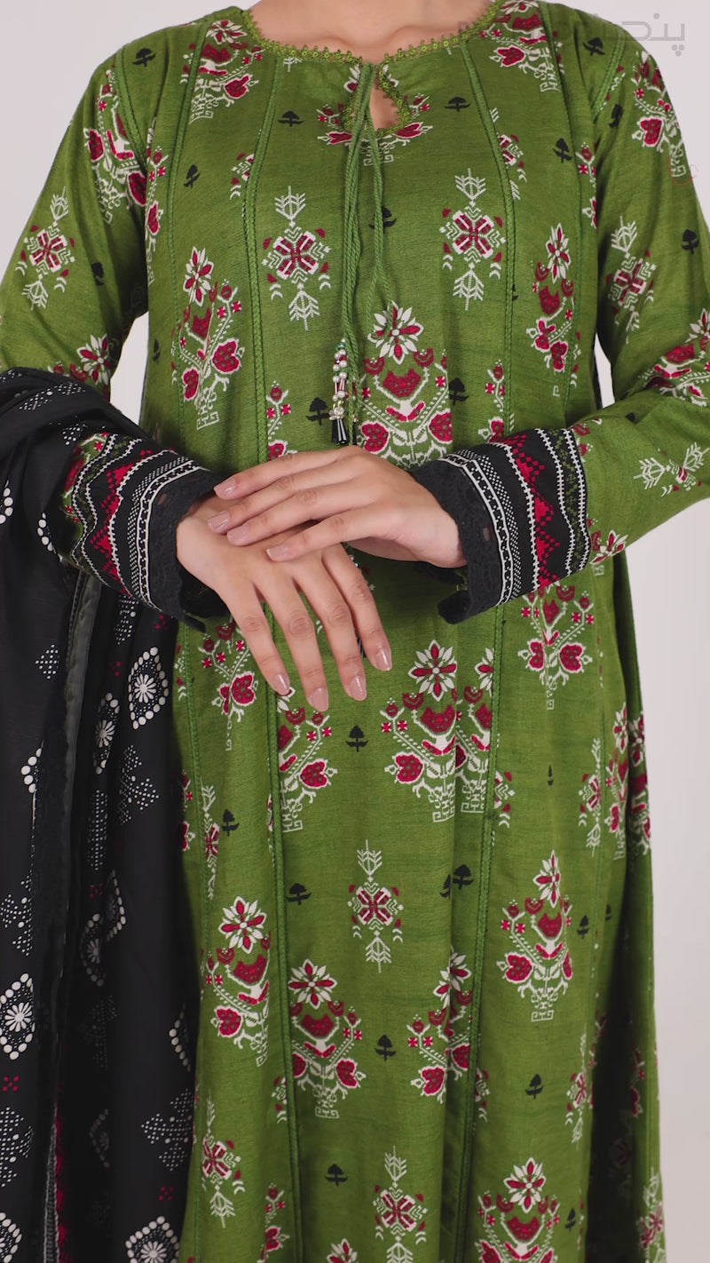 Printed Khaddar 3Pc Unstitched Suit | PJBKU251146A