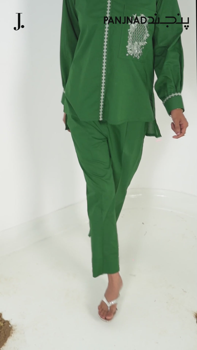 2Pc Stitched Imported Cotton Embroidered Suit | PJ-AZW-17
