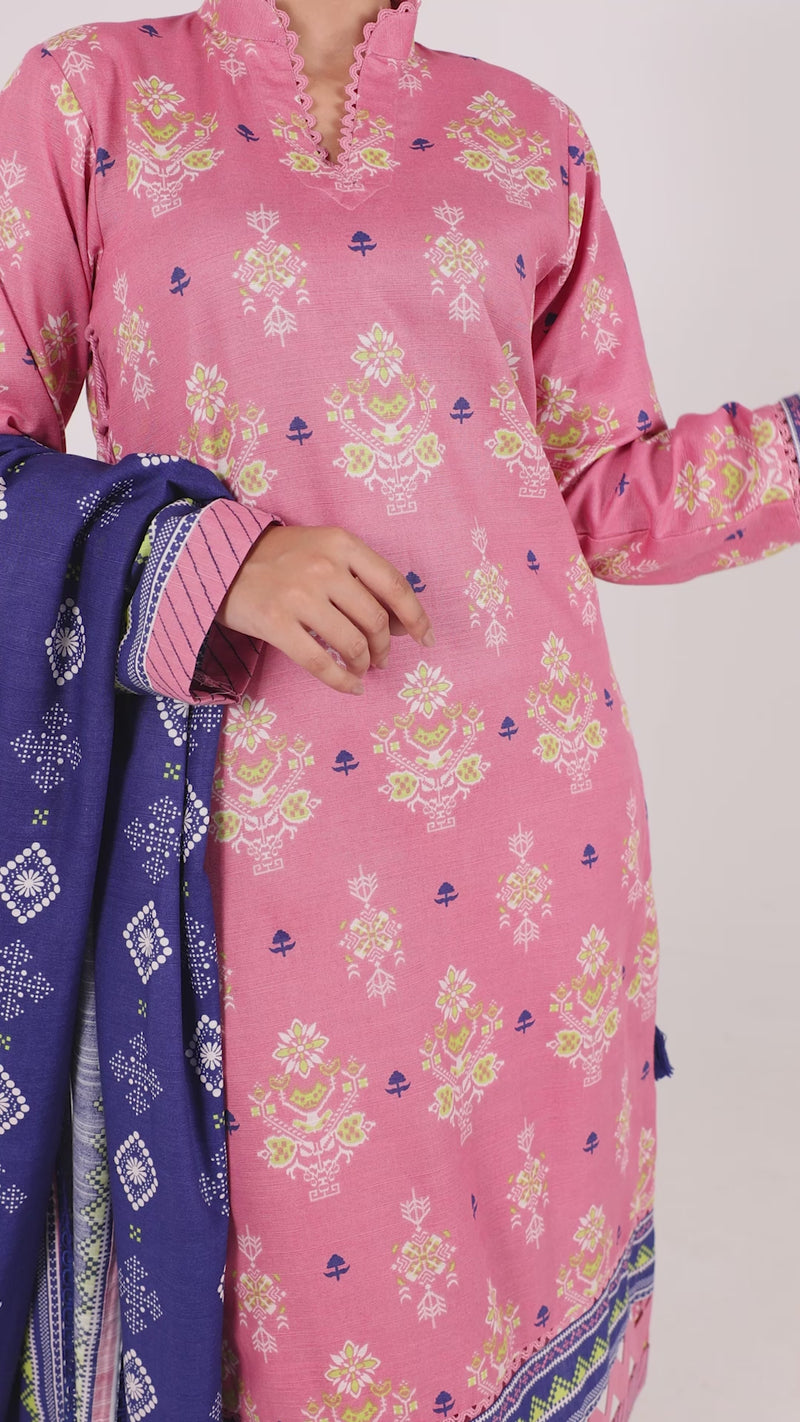 Printed Khaddar 3Pc Unstitched Suit | PJBKU251146B