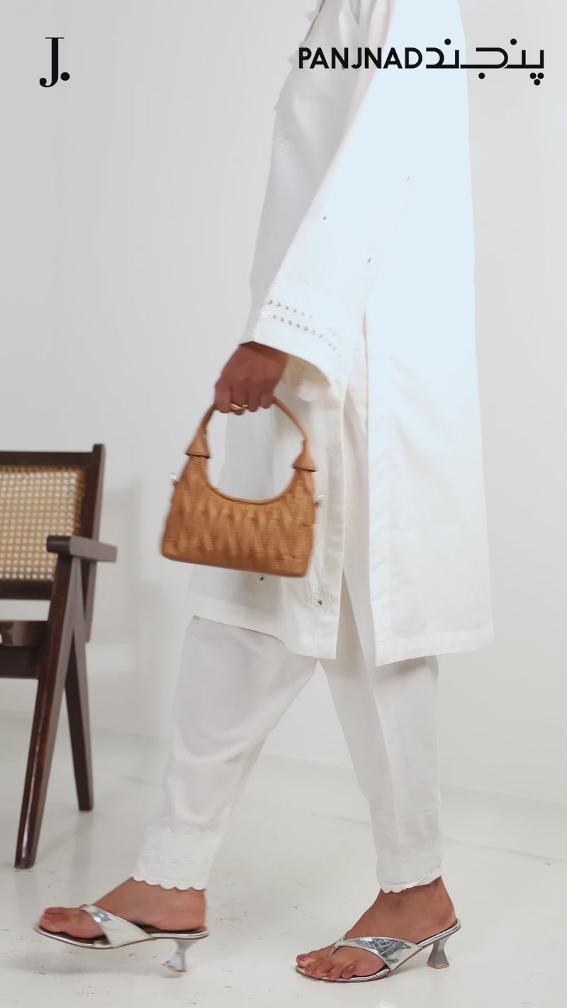 2Pc Stitched Imported Cotton Embroidered Suit | PJ-AZW-07