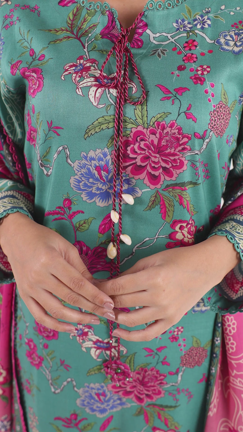 Printed Viscose 3Pc Unstitched Suit | PJVC-250906