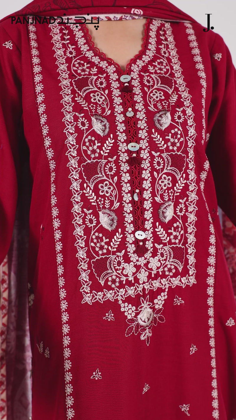 Embroidered Khaddar 3Pc Unstitched Suit | PJBKU251151B