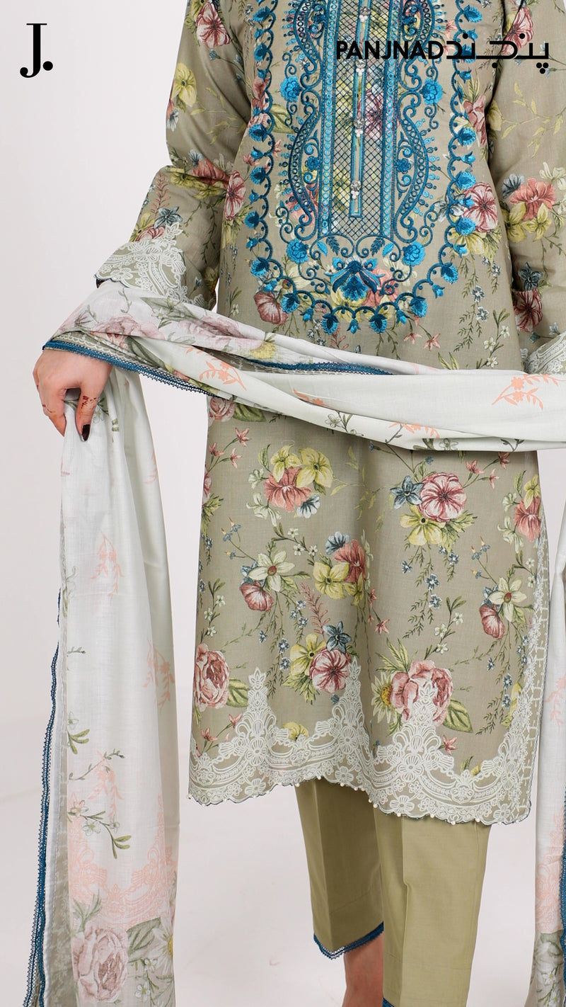 Lawn Embroidered 3 Piece Unstitched | PLUE-25-1058
