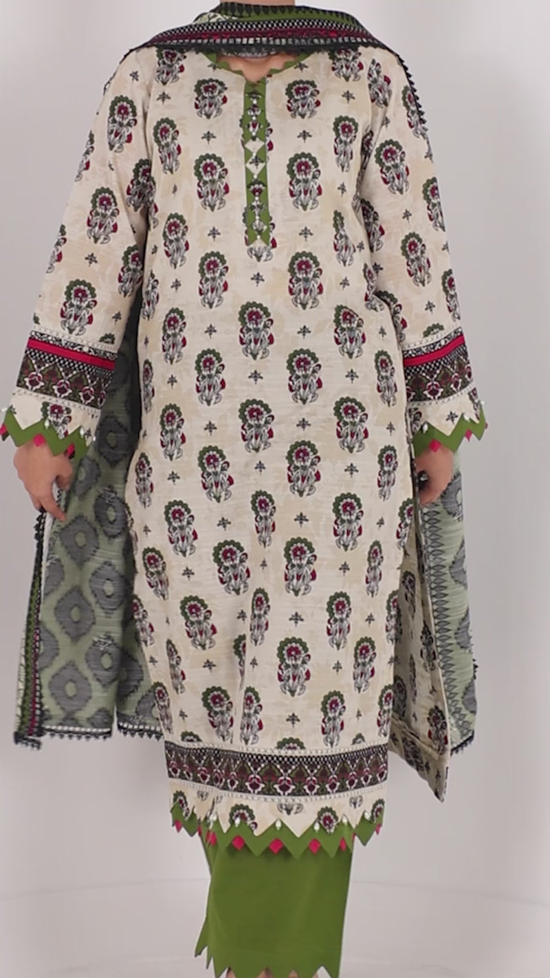 Printed Khaddar 3Pc Unstitched Suit | PJBKU251144A
