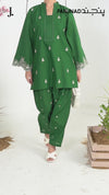 2Pc Stitched Imported Cotton Embroidered Suit | PJ-AZW-13