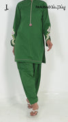 2Pc Stitched Imported Cotton Embroidered Suit | PJ-AZW-11