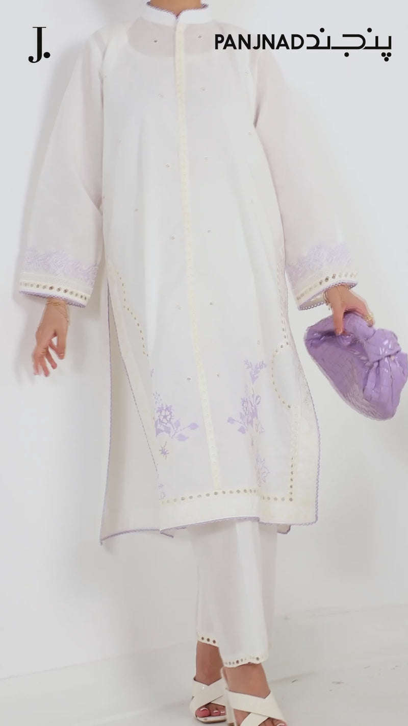 2Pc Stitched Imported Cotton Embroidered Suit | PJ-AZW-04