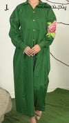 1Pc Stitched Imported Cotton Long Embroidered Dress | PJ-AZW-09