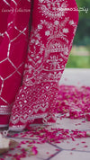 Fuchsia Chiffon Embroidered 3Pc Unstitched Suit | PJ-LUX-U-24-0712