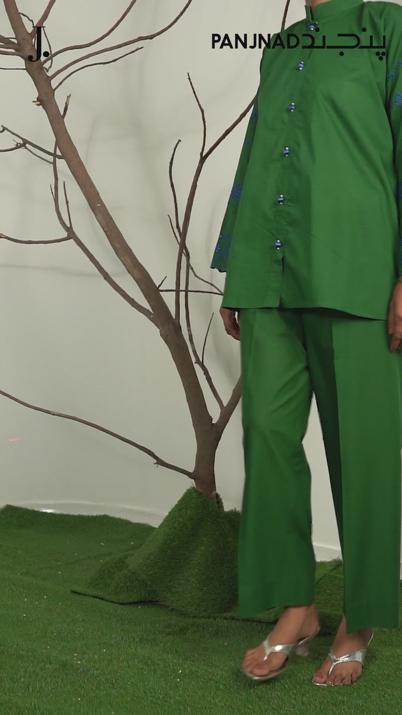 2Pc Stitched Imported Cotton Embroidered Suit | PJ-AZW-15