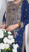 Blue Chiffon Embroidered 3 Piece Unstitched Suit | PJ-PWU-2408