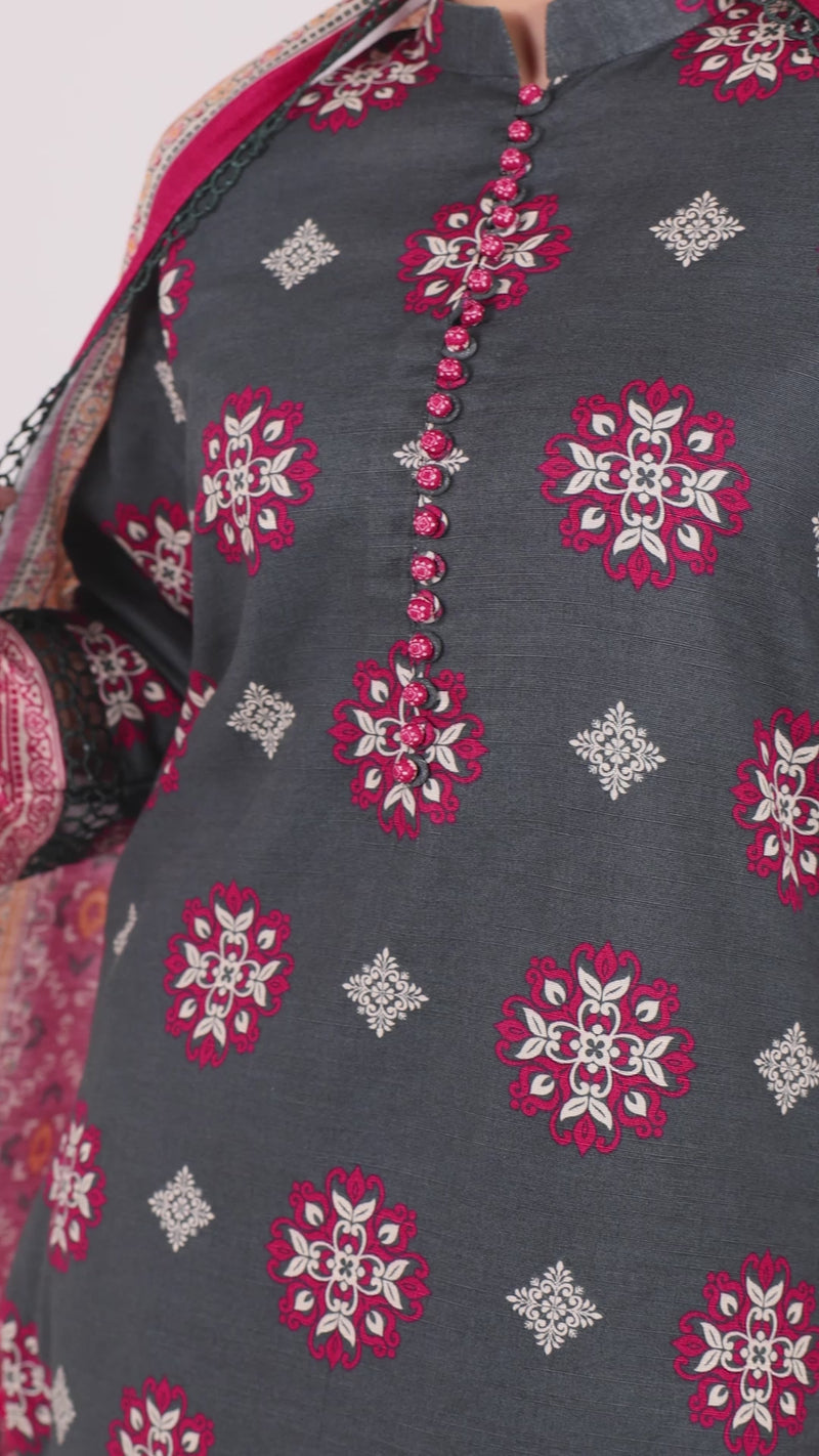 Printed Khaddar 3Pc Unstitched Suit | PJBKU251141A