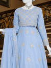 Ice Blue Chiffon Frock Rang-e-Sahar 3Pc Unstitched Suit | PJLUXU-251034