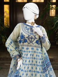 Off White Shamose Rang-e-Sahar 3Pc Unstitched Suit | PJLUXU-251036